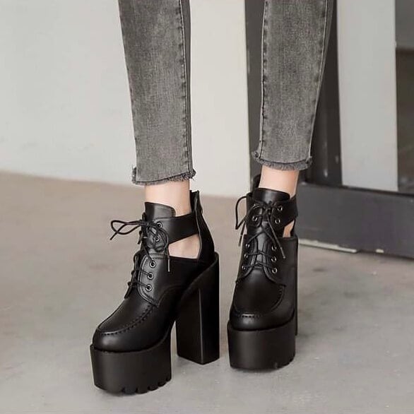 人気】厚底ヒール15cmブラック | 厚底シューズ・レディースシューズの