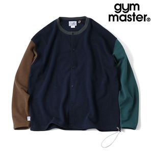 gym master ジムマスター 7.2oz ドライワッフルカーディガン 吸水速乾 メンズ クルーネック スナップボタン カーデ 春夏秋 ゆったり G833788 ネイビークレイジー