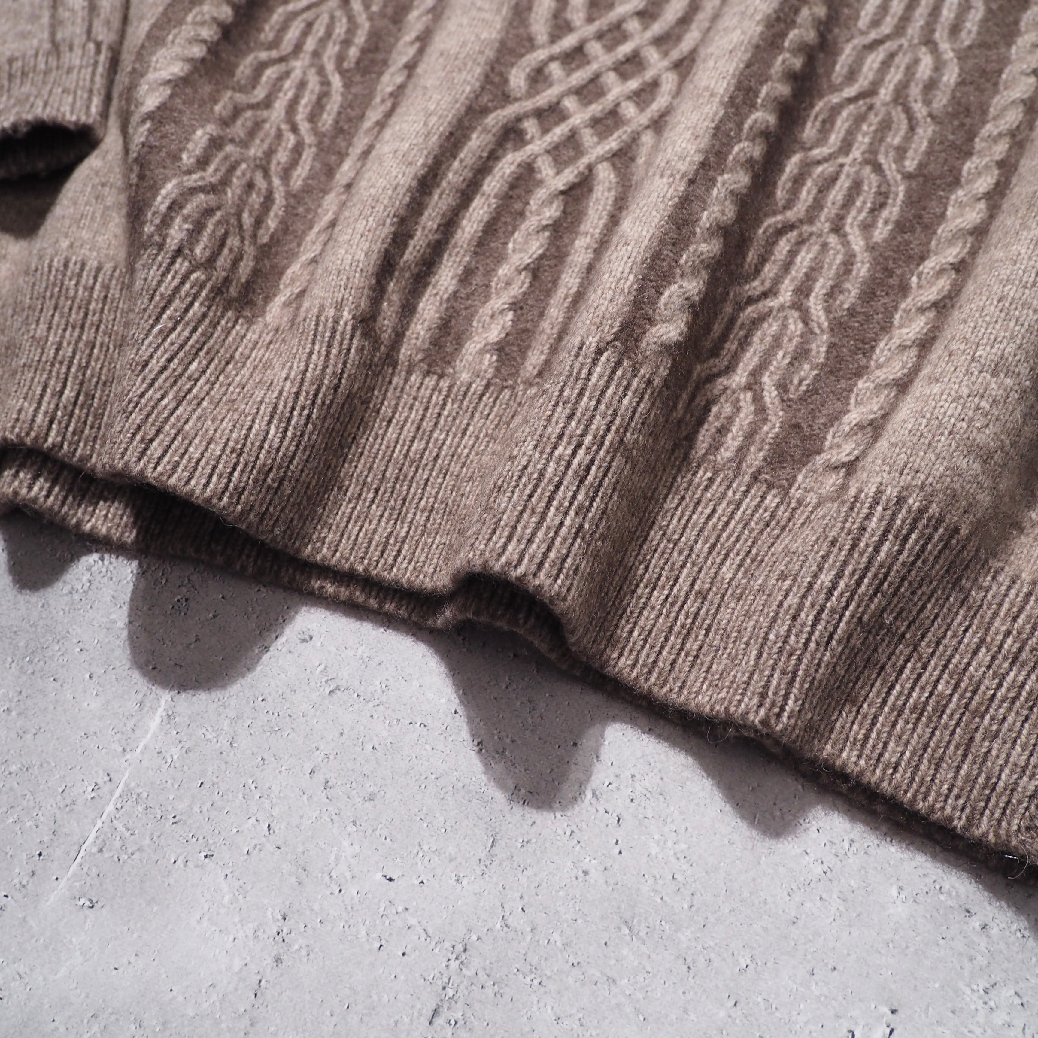 1990s " Cashmere mix " Twist Rope pattern vintage knit