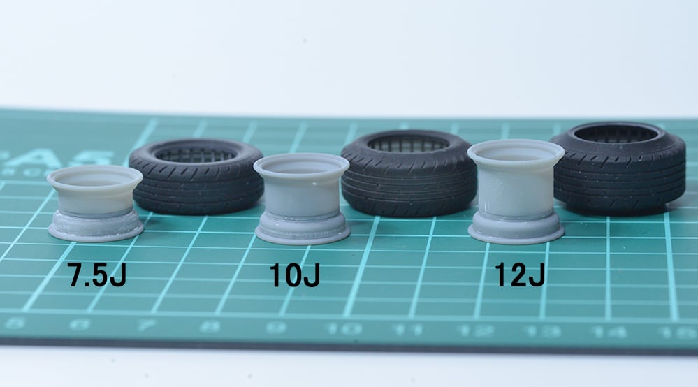 1/24 4スポークホイール(タイヤセット) 14インチ 3Dプリンタ出力未塗装