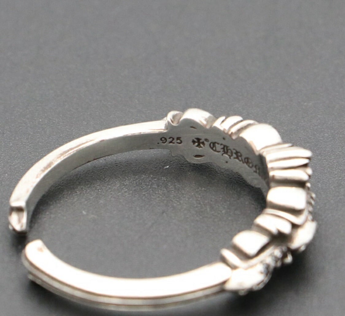 クロムハーツ/ベビークラシックダブルフローラルリング/CHROME HEARTS CHROME HEARTS Baby Classic Double Floral Cross Ring Size 22