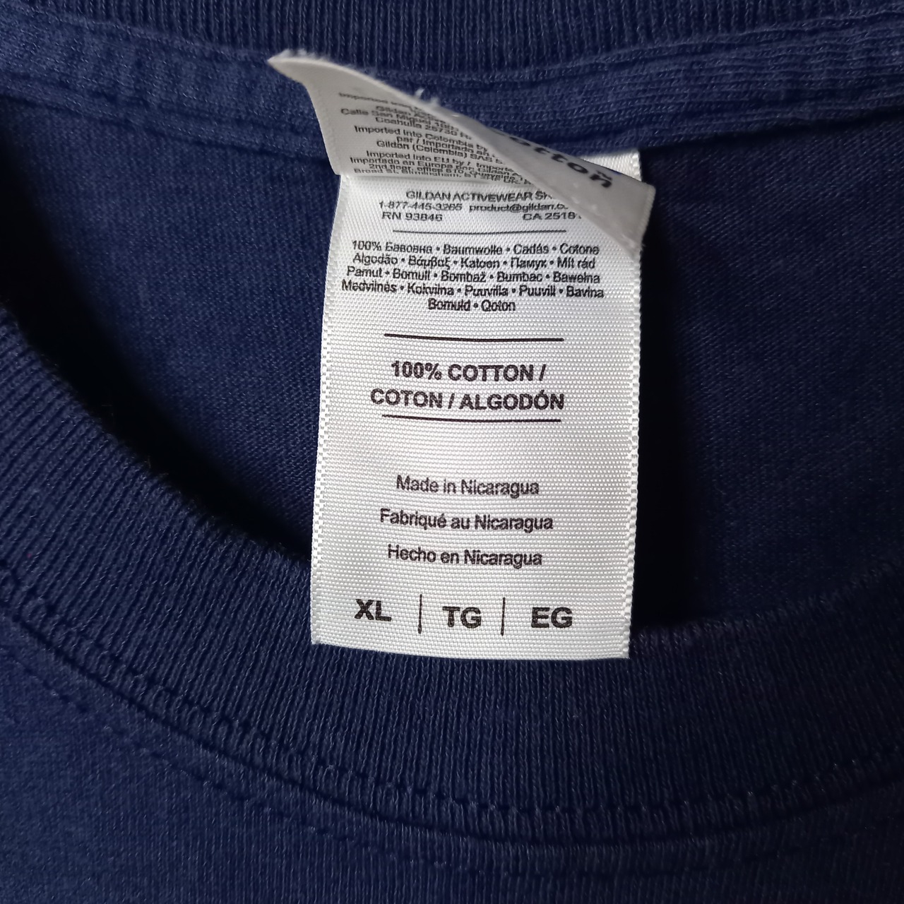 ギルダン　クルーネック　プリントTシャツ　オーバーサイズ　ネイビー　XL