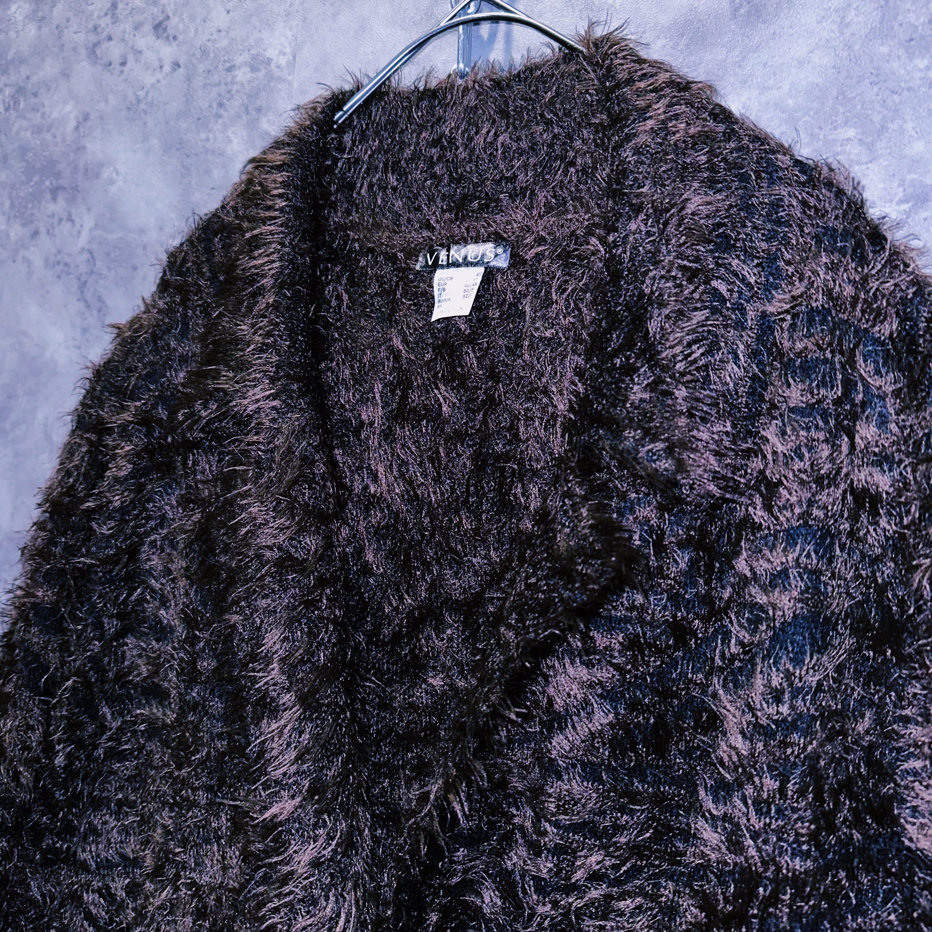 doppio】vintage shaggy zebra gradation design Knit tailored doppio】vintage shaggy zebra gradation design Knit tailored
