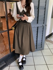 襟付きレトロワンピース