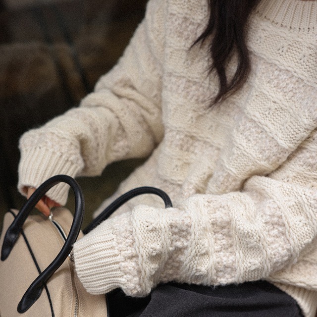 crew-neck knit pullover　J00390