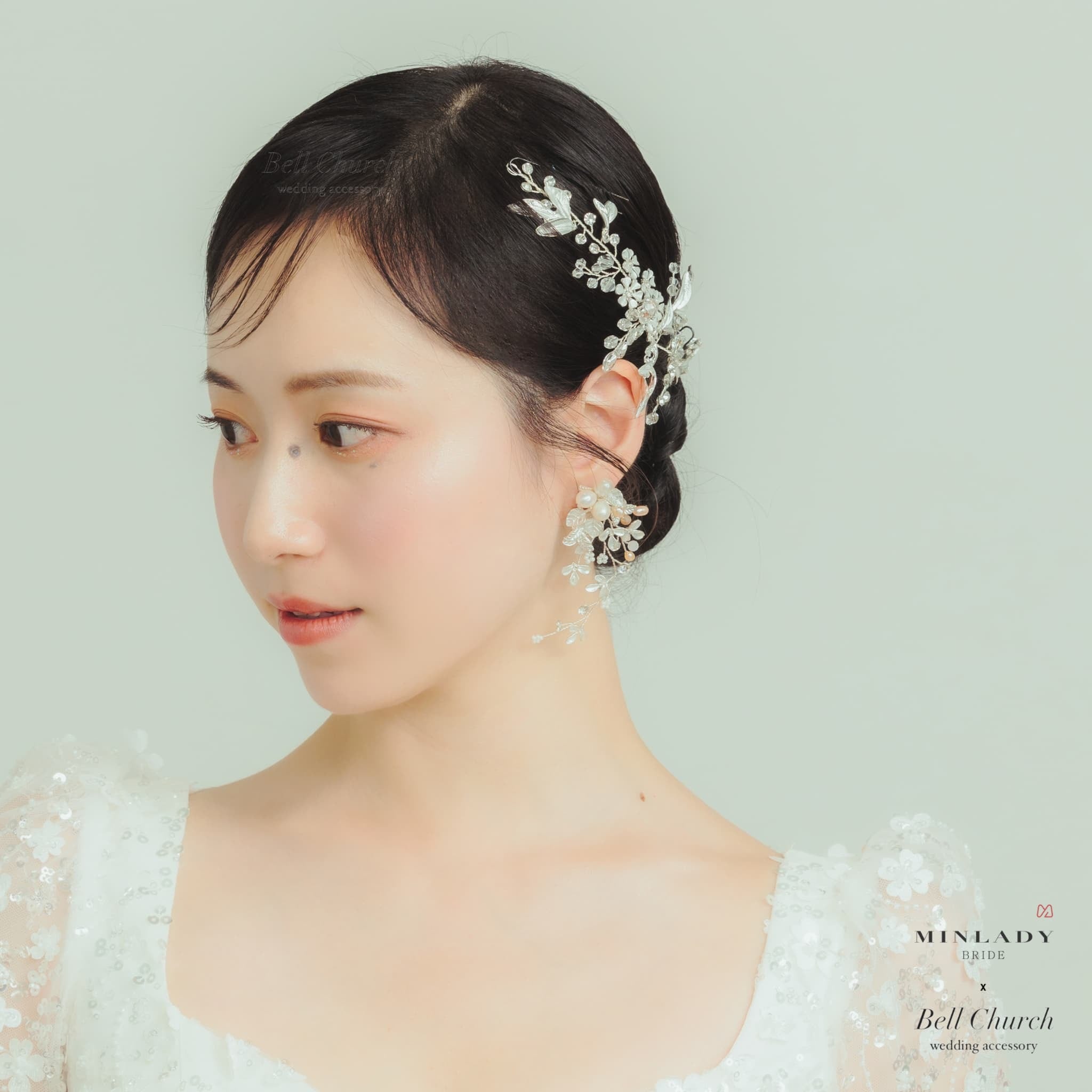 小枝ヘアアクセサリー | ジルコニア | お花モチーフ | シルバー | (BC