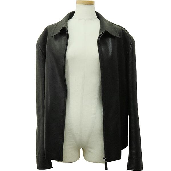 Used GUCCI グッチ レザージャケット 羊革 ラムスキン 46 ブラック 黒
