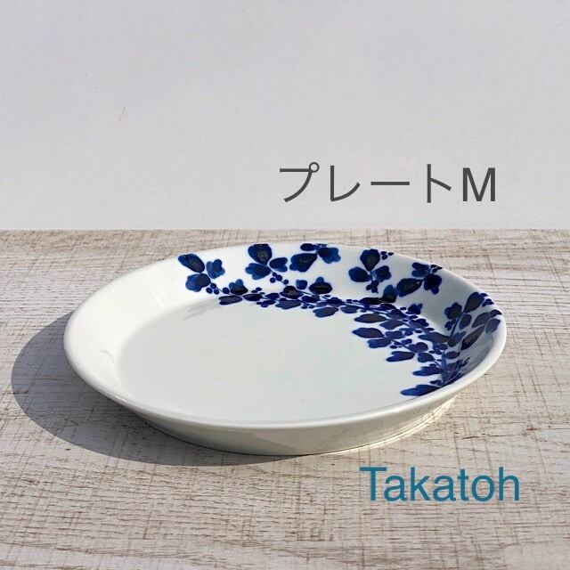 【波佐見焼】【中善】【アラベスク】【プレートM】16.3cm 植物 唐草模様 手描き 取皿 ケーキ皿 波佐見焼 おしゃれ 大人　カラフル　かわいい