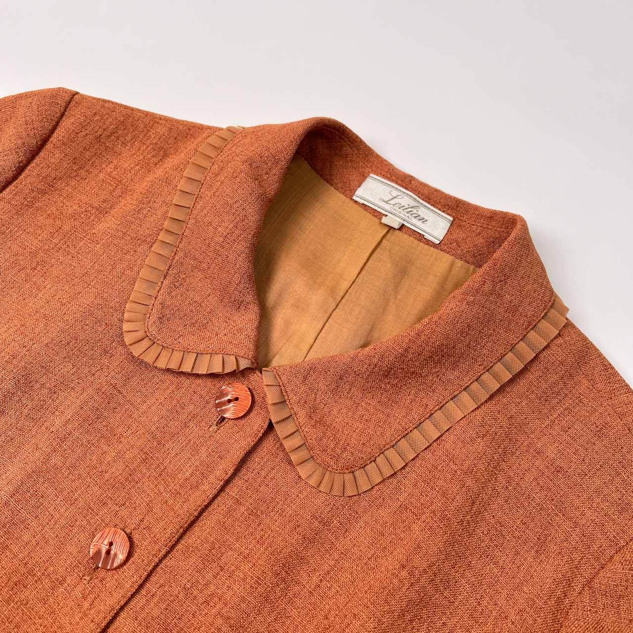 Leilian レリアン フリル 半袖 ロング ワンピース サイズ 9 /レディース/日本製/テラコッタカラー系