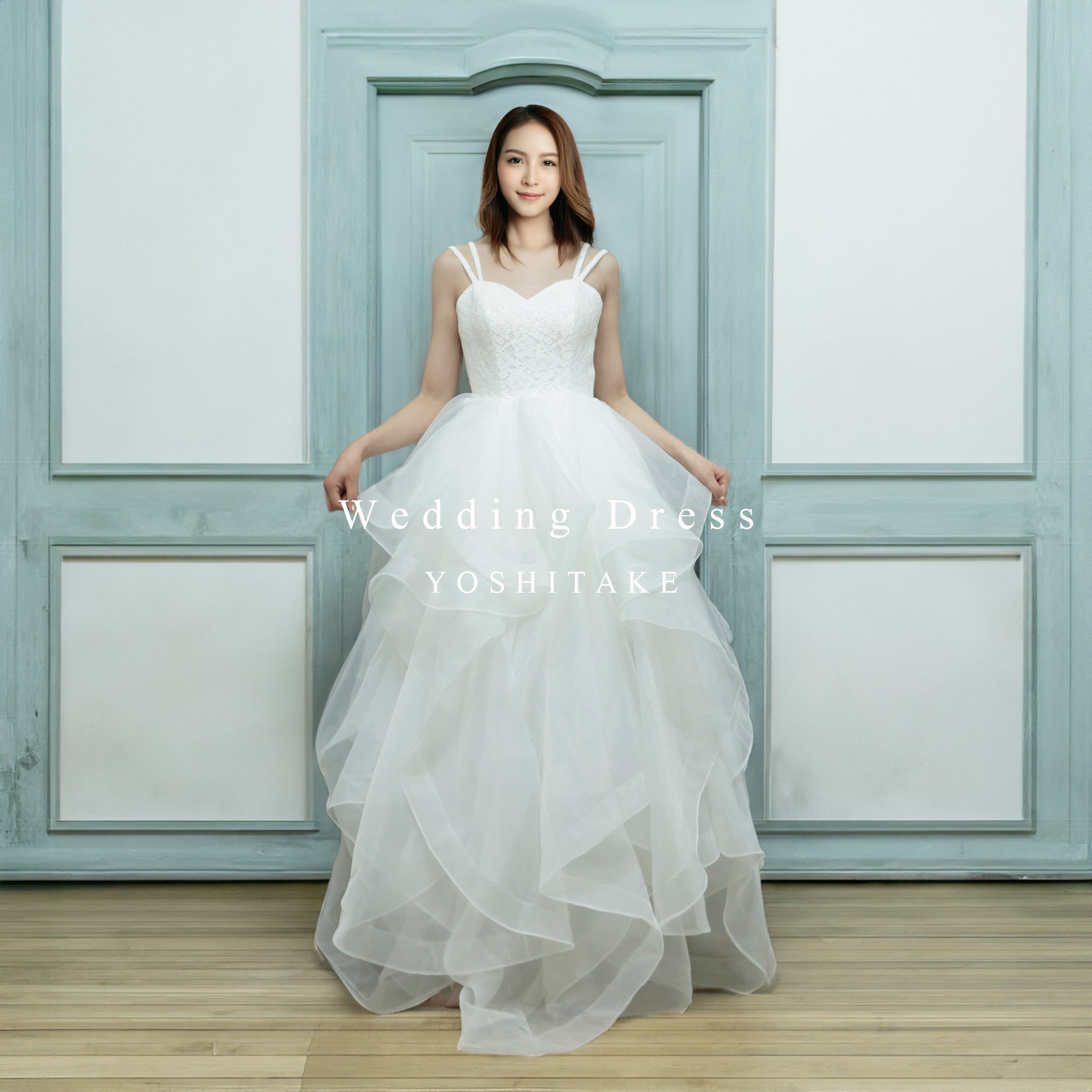 【オーダー制作】ウエディングドレス ウエディングドレス.白.刺繍レース.ストラップ付.スレンダードレス ※制作期間4週間から8週間 Y1148