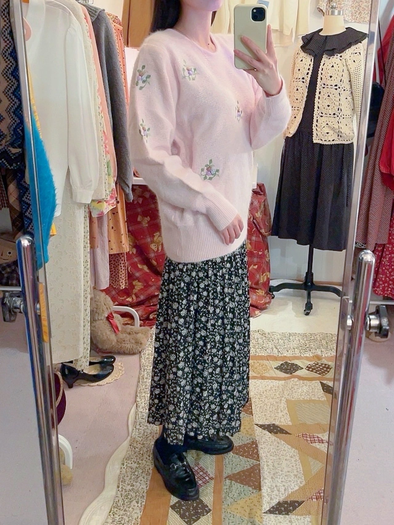 baby pink rose angora knit sweater