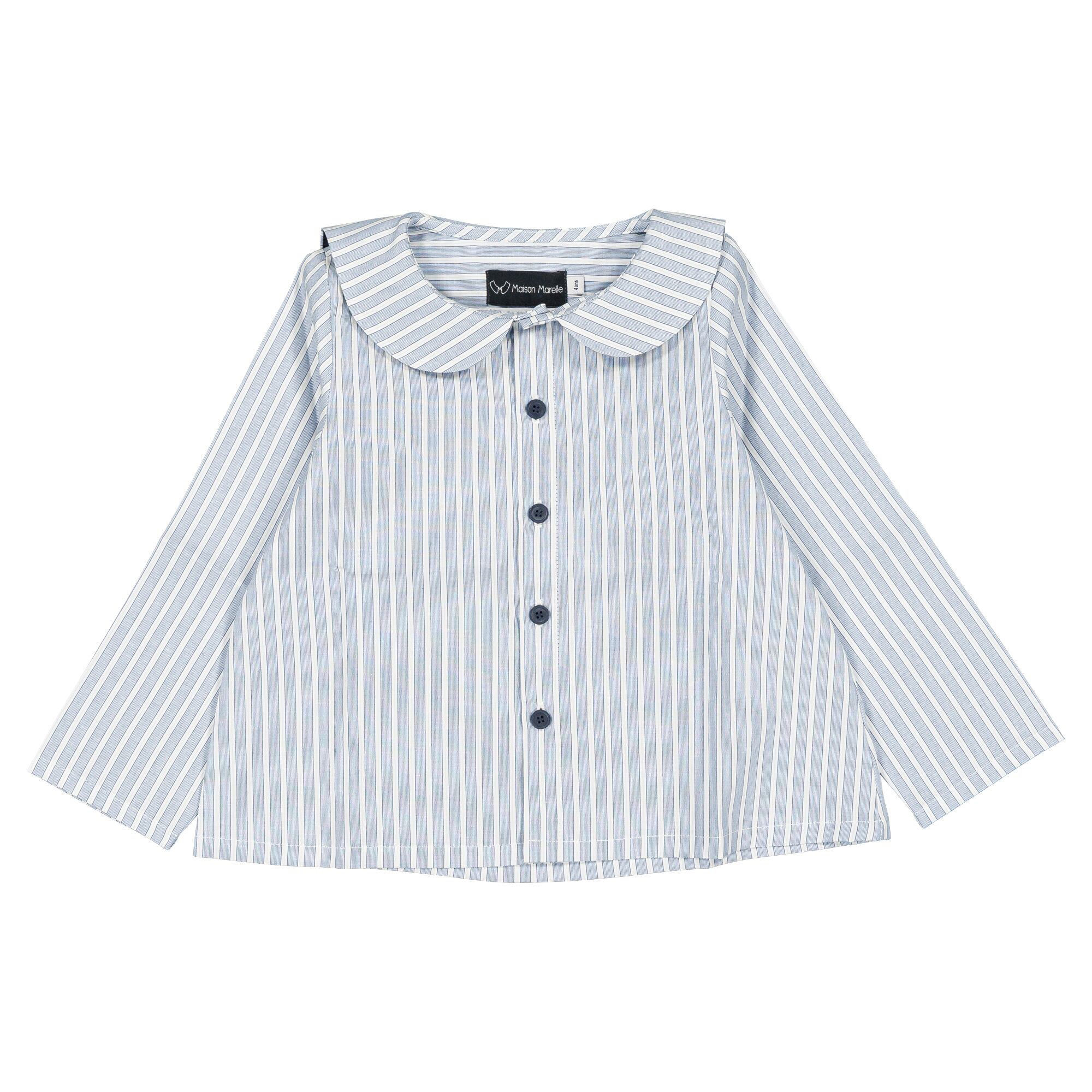 【予約・特典あり】Maison Marelle / Shirt MONCEAU - blue stripes / 6Y~12Y
