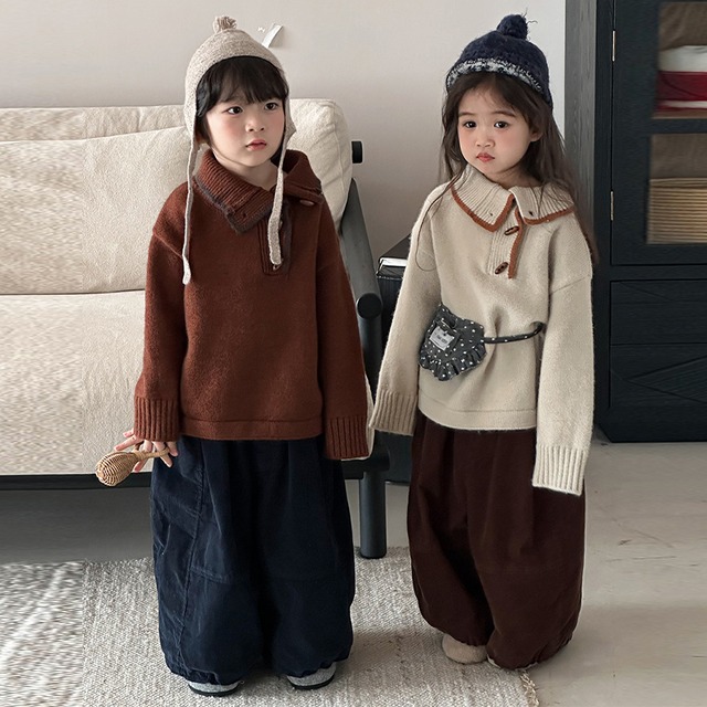 【BABY&KID】冬作コーデュロイ裏起毛ワイドパンツ