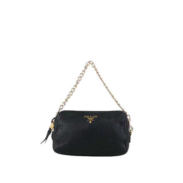 PRADA プラダ ショルダーバッグ ブラック ロゴ レザー チェーンショルダー vintage ヴィンテージ オールド ckmyc2