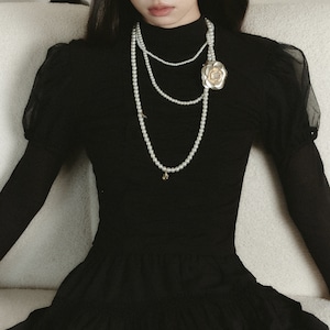 moonlight layered pearl necklace<a3372>