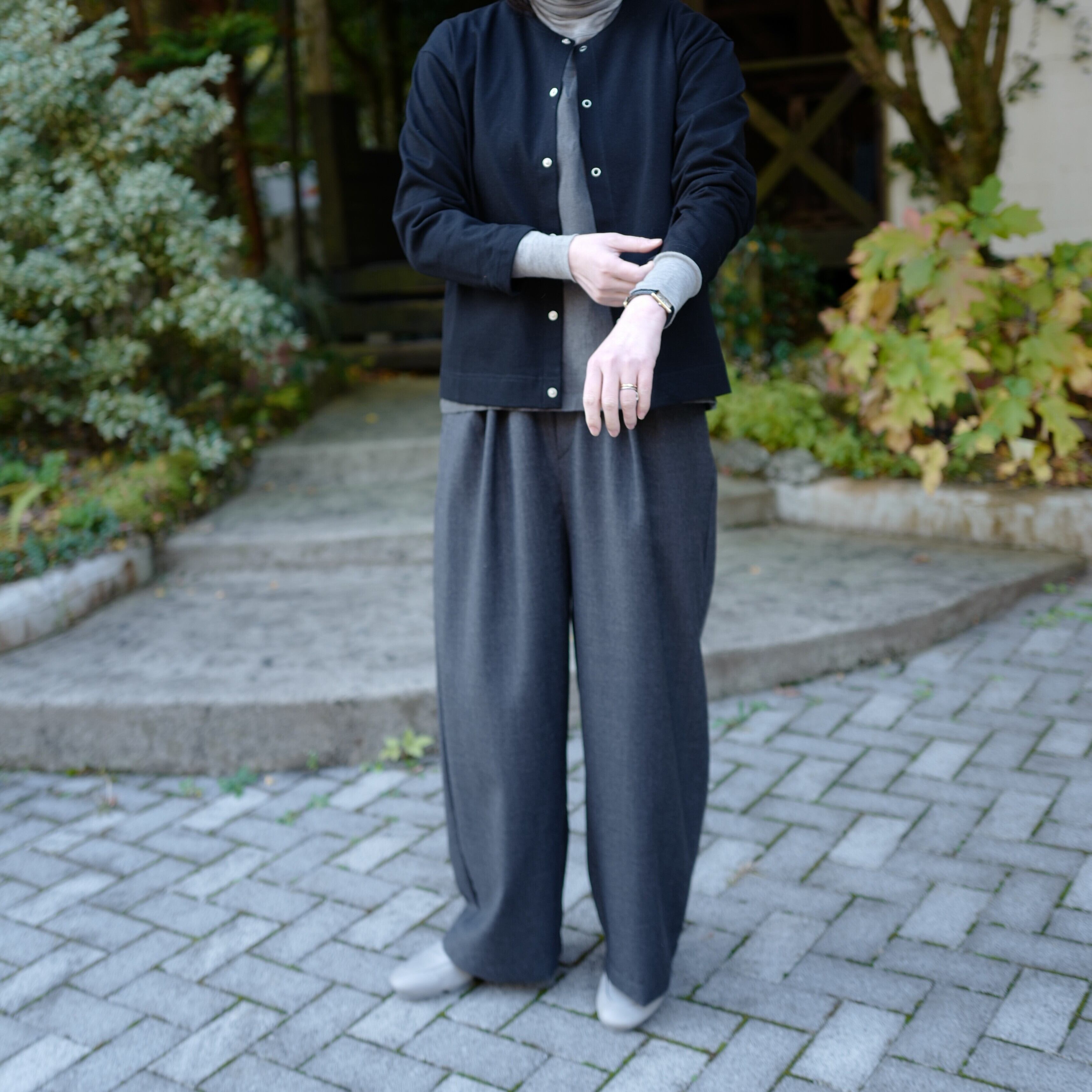 Charpentier de Vaisseau│Jamie Cotton snap Button Cardigan （Black