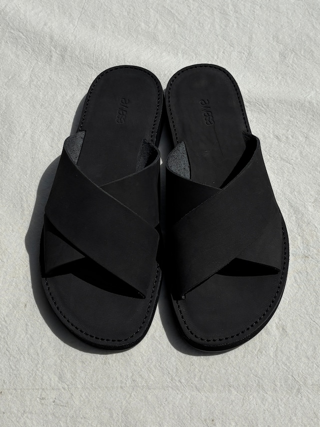awasa / ヌバックオープントゥサンダル (BLACK)