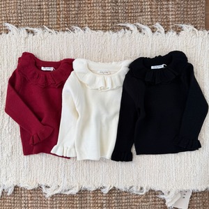 【予約商品】[80-120cm] raffle knit tops 3col