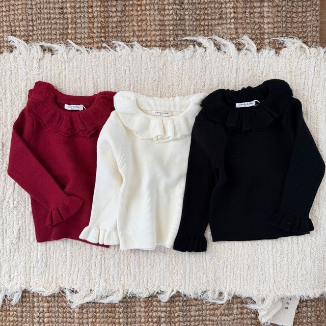 【予約商品】[80-120cm] raffle knit tops 3col