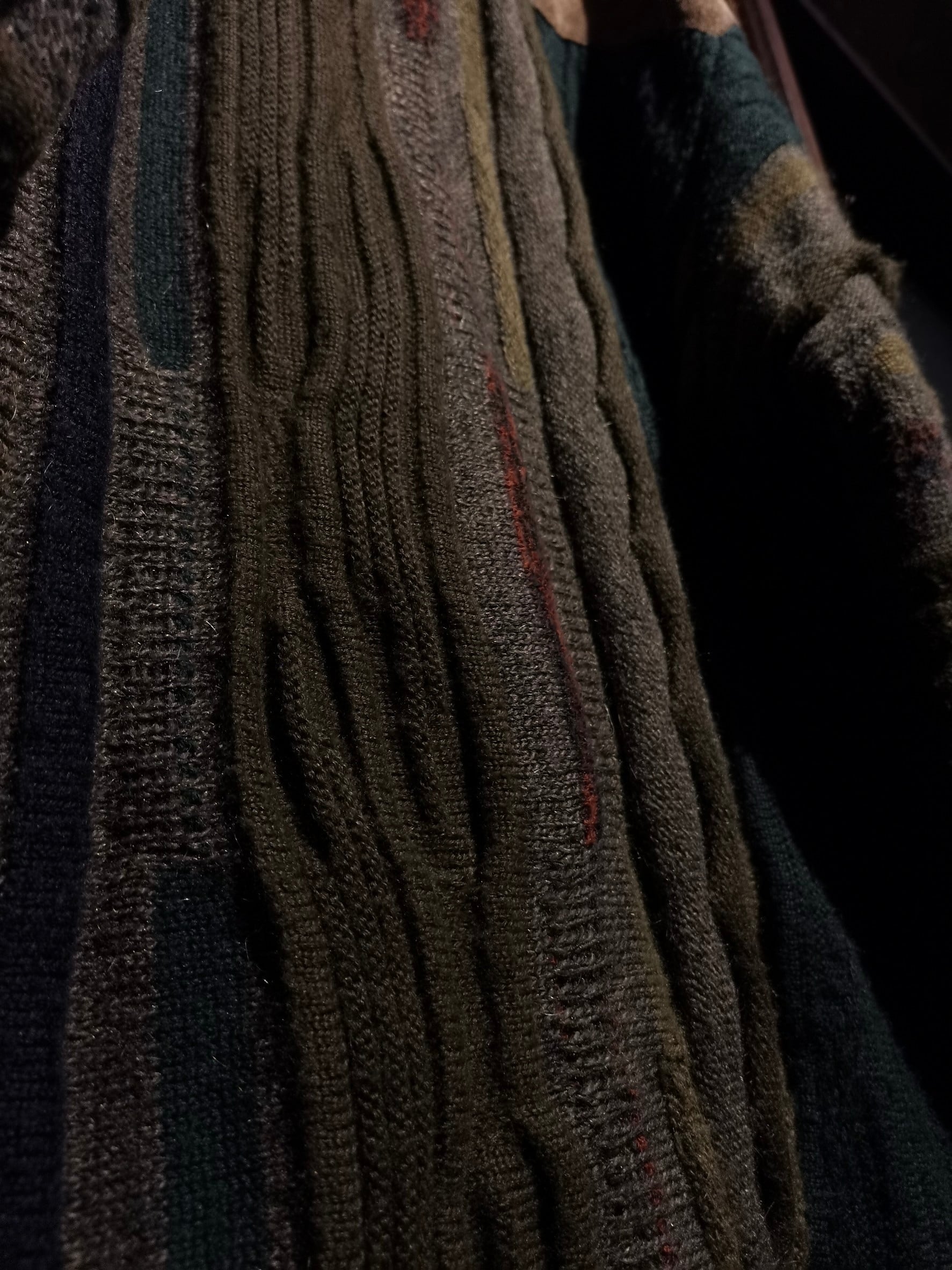 Caka】Suede Leather Switching Vintage Loose 3D Knit Cardigan 