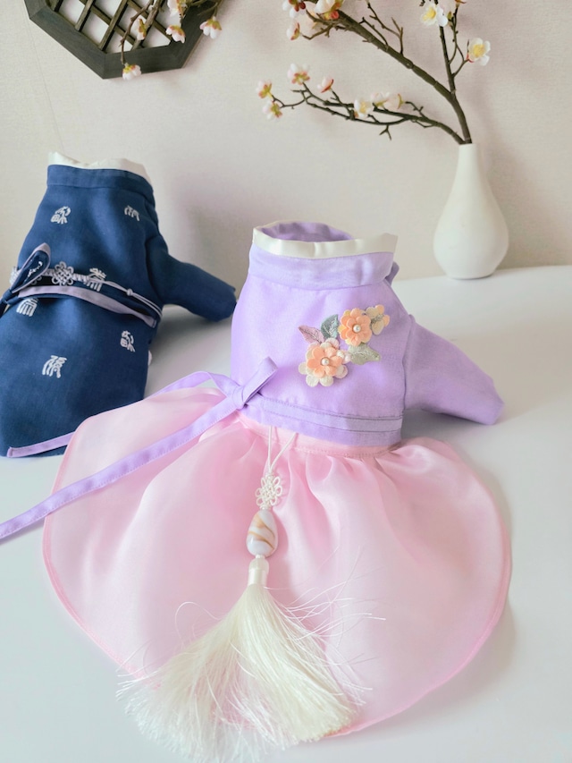 限定予約販売　Dog Hanbok  3. Girl - Purple Jeogori 女の子 -紫のチョゴリ 2026 旧正月  　女の子用韓服　犬服高級チマチョゴリ　韓国犬服　soso boutique