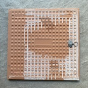 ボルジェス木版画 BACARO BORGES タイル『サボテン2と黄色い太陽』