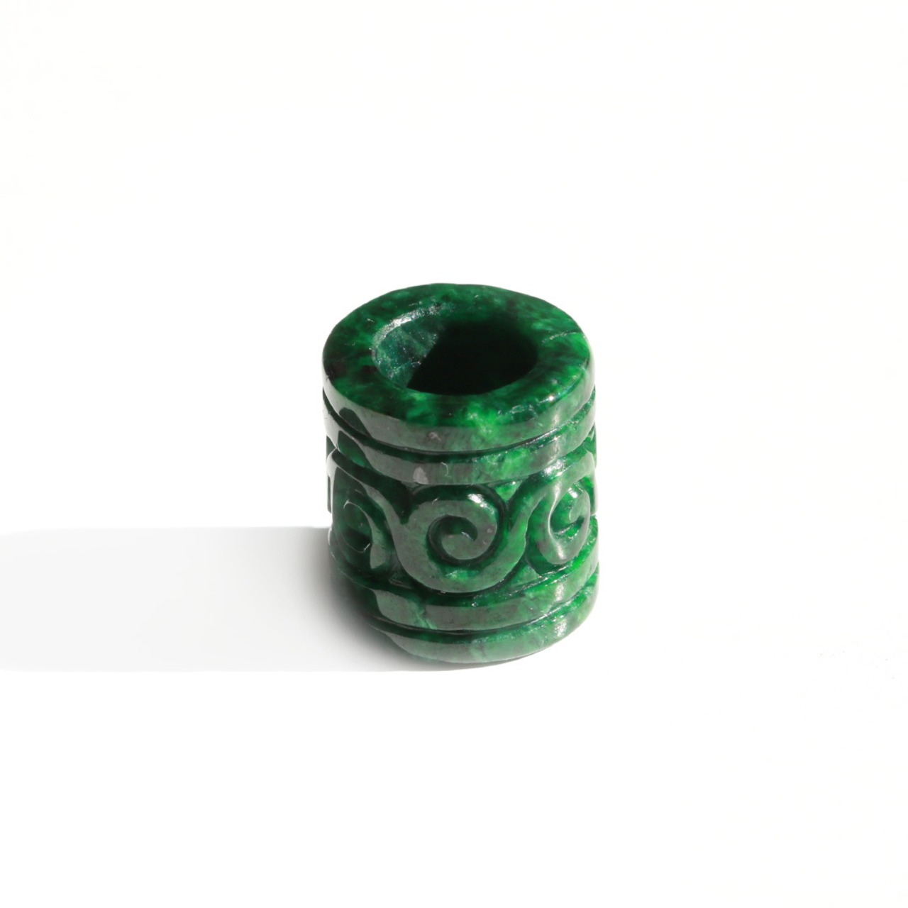 レア翡翠濃緑 如意彫り ペンダントトップ A貨翡翠 jd_pt1076