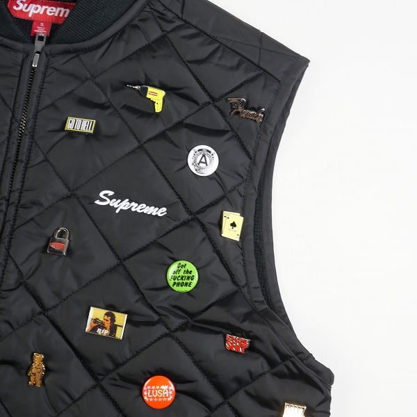 Size【S】 SUPREME シュプリーム 23AW Pins Quilted Work Vest Black