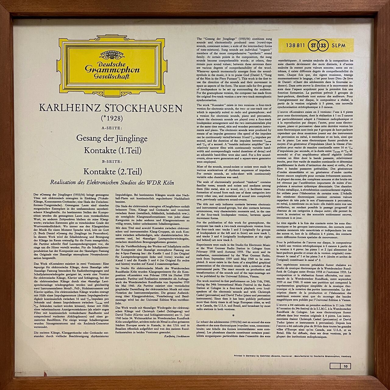 Karlheinz Stockhausen – Gesang Der Jünglinge / Kontakte (LP