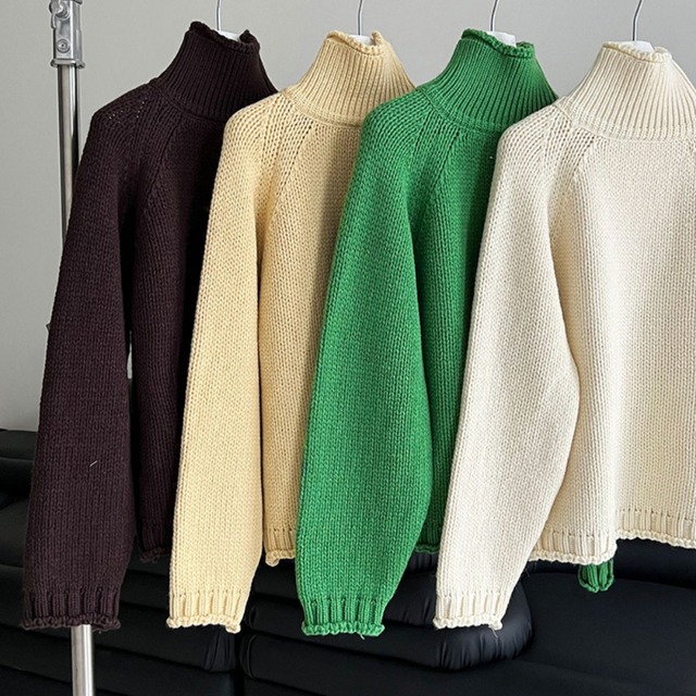 high-neck chunky knit　J00308