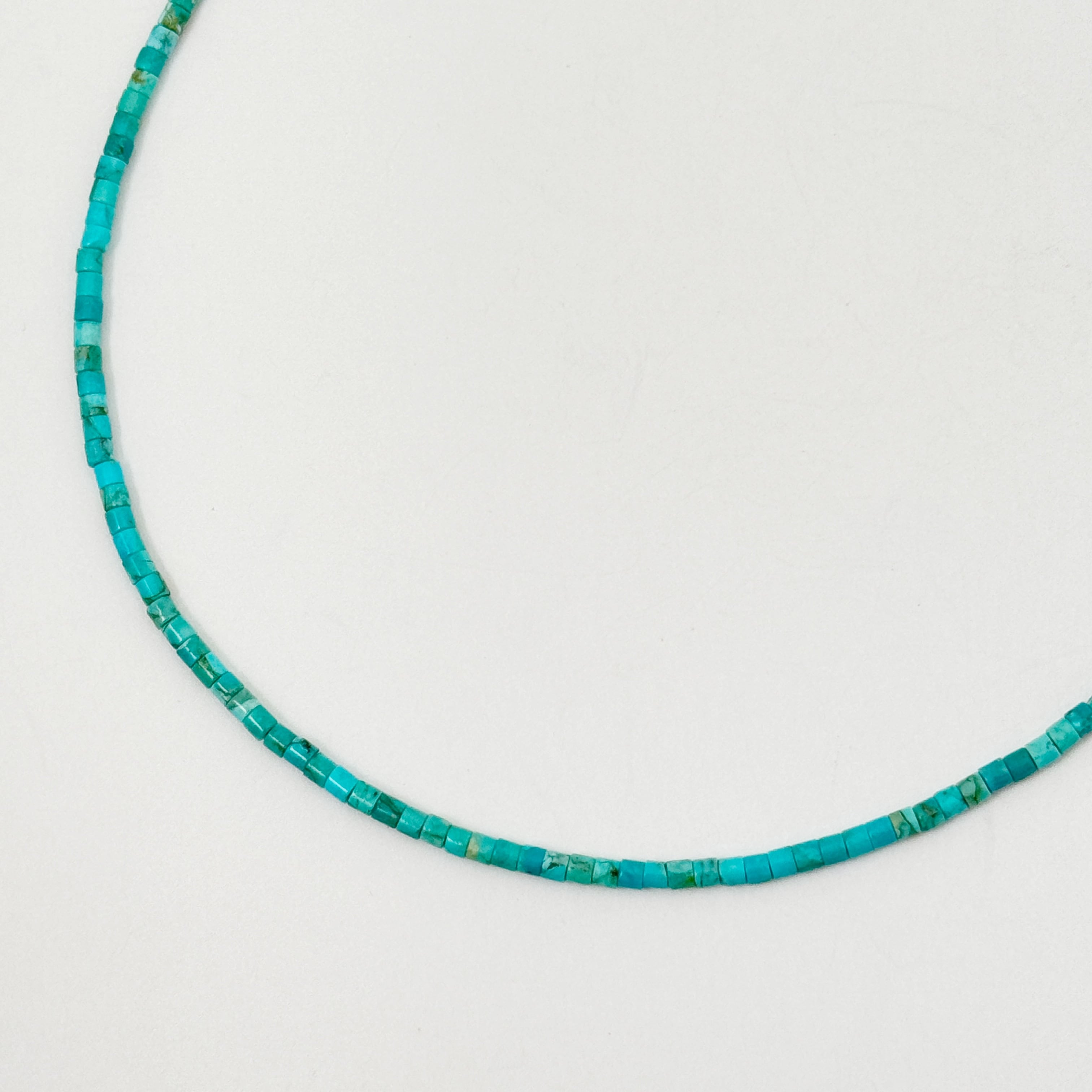 【ラスト1!】チューブ ターコイズ 一連 ネックレス 45cm