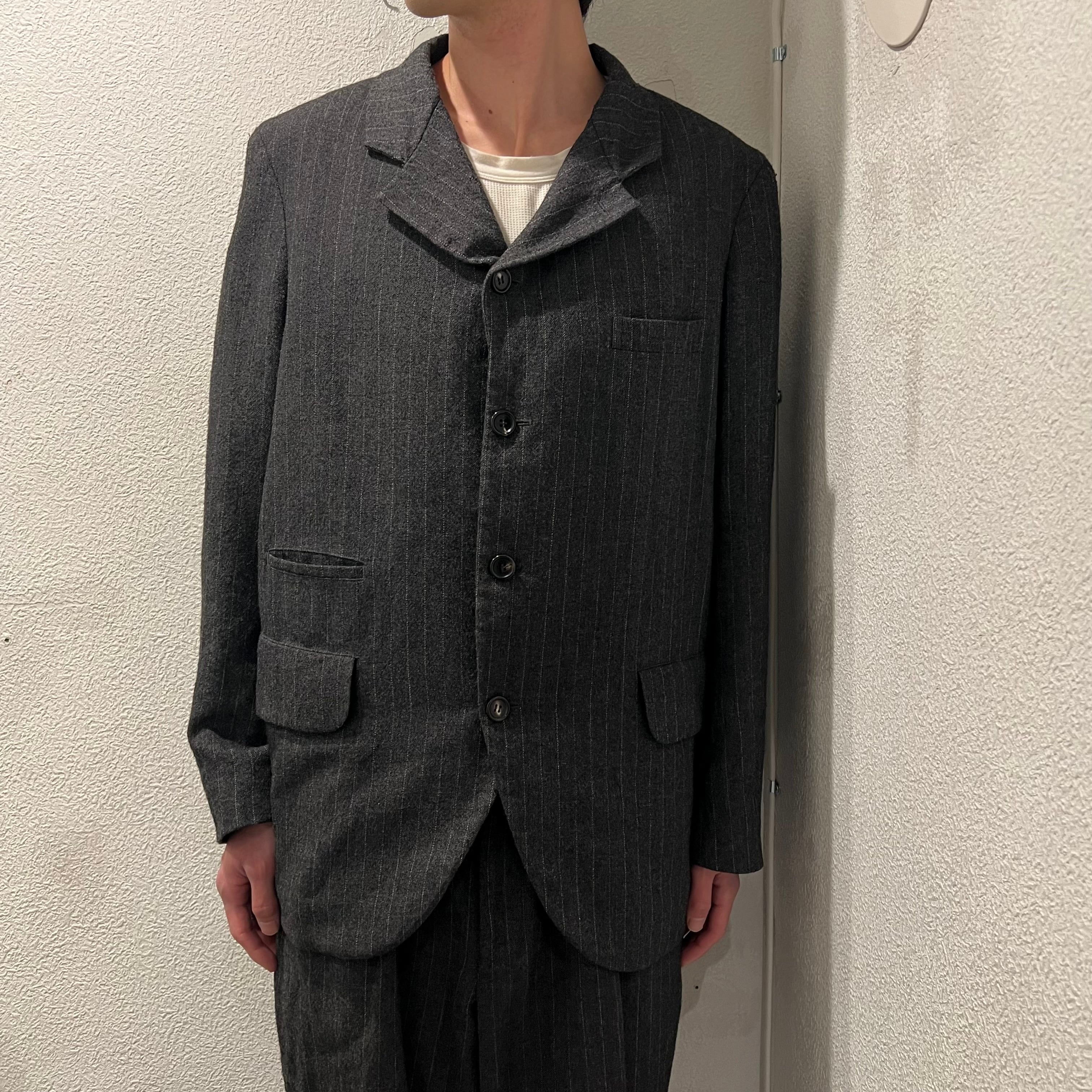 COMME des GARCONS HOMME DEUX コムデギャルソンオムドゥ DJ-J025 22AWウールセットアップ スーツ ジャケット  パンツ ストライプ SIZEM 179cm62kg 【表参道t】 | ブランド古着Brooch powered by BASE