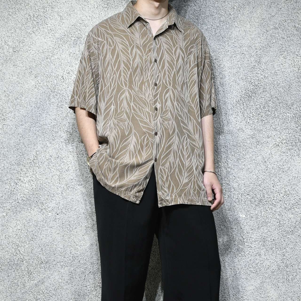 Caribbean silk rayon jacquard weave aloha shirt