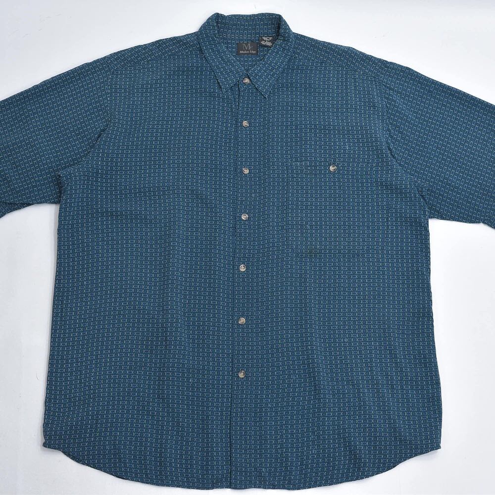 90s～ Modern Edge モダンエッジ 幾何学柄 総柄 レーヨンシャツ アート