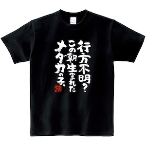 行方不明?この朝生まれたメダカの子。 おもしろ 漢字Tシャツ ka400-69