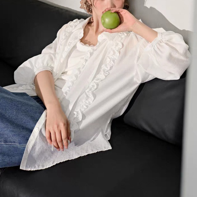 See-through frilled shirt 00033