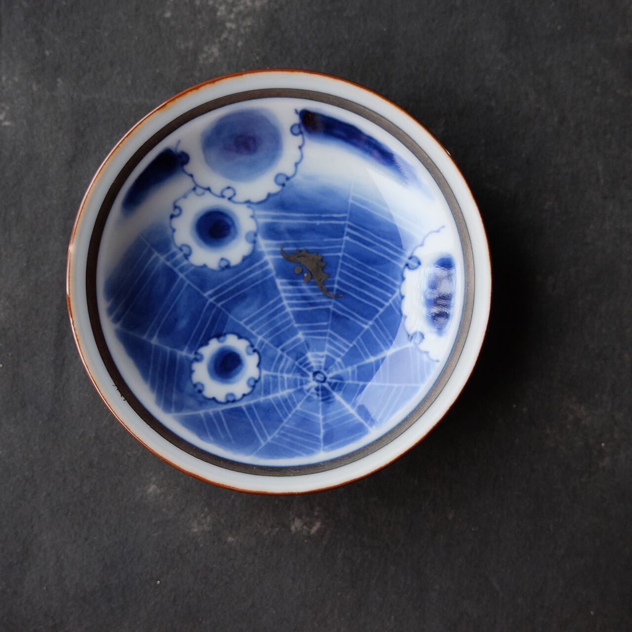 たなかふみえ FUMIE TANAKA 縁付小皿 ”蜘蛛の巣”