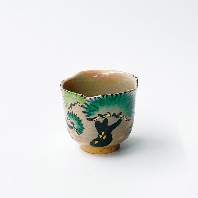 乾山写し老松さけ呑／Big sake cup,colored old pine trees