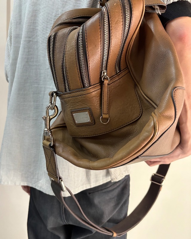 【DOLCE&GABBANA】multi zip leather boston bag