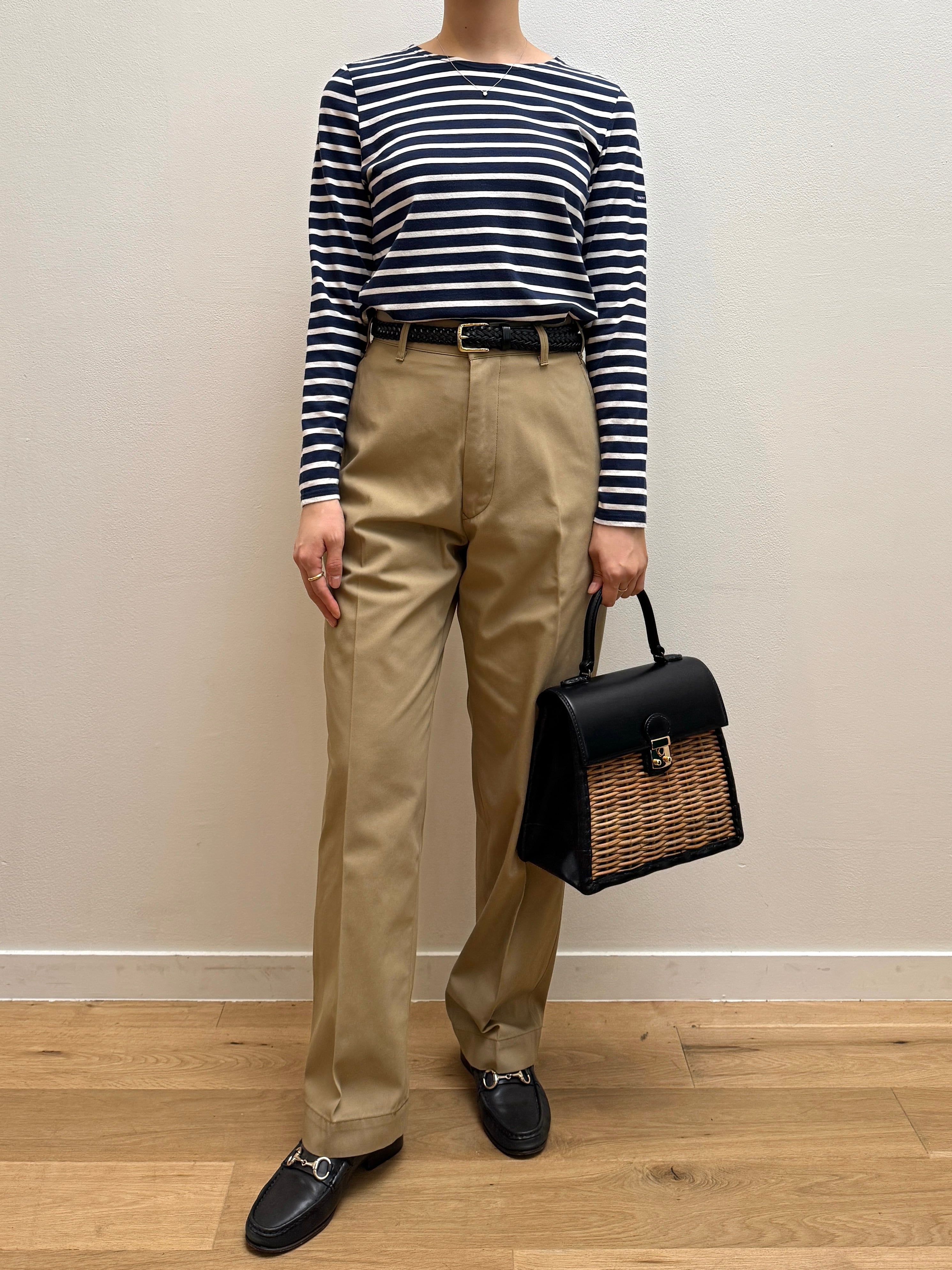 CU14-12 USED BORDER TEE "SAINT JAMES" -NAVY-