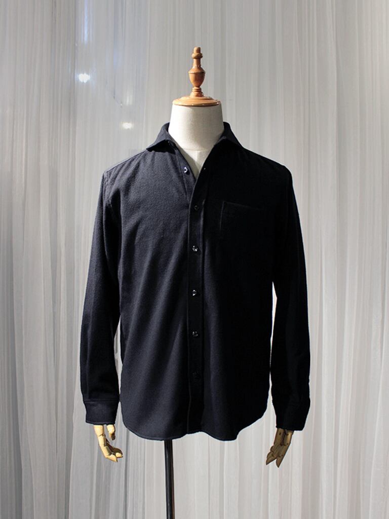 Garage.U.W COLLEGE FLANNEL CUTAWAY SHIRT NAVY