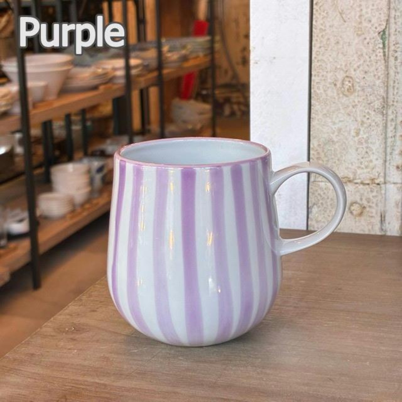 Thailand Switch mug 370ml 4color　タイ　スイッチマグカップ　全4色　パープル　グリーン　ブルー　グレー　タイ　電子レンジ可　食洗機可　TAMAKI　湯呑　ストライプ　耐熱