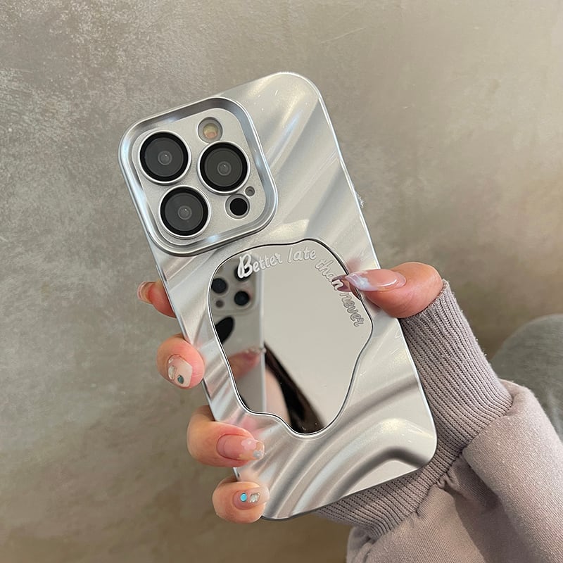 iPhone16にも対応】まるで水鏡◎7色から選べる 背面ミラー×波紋