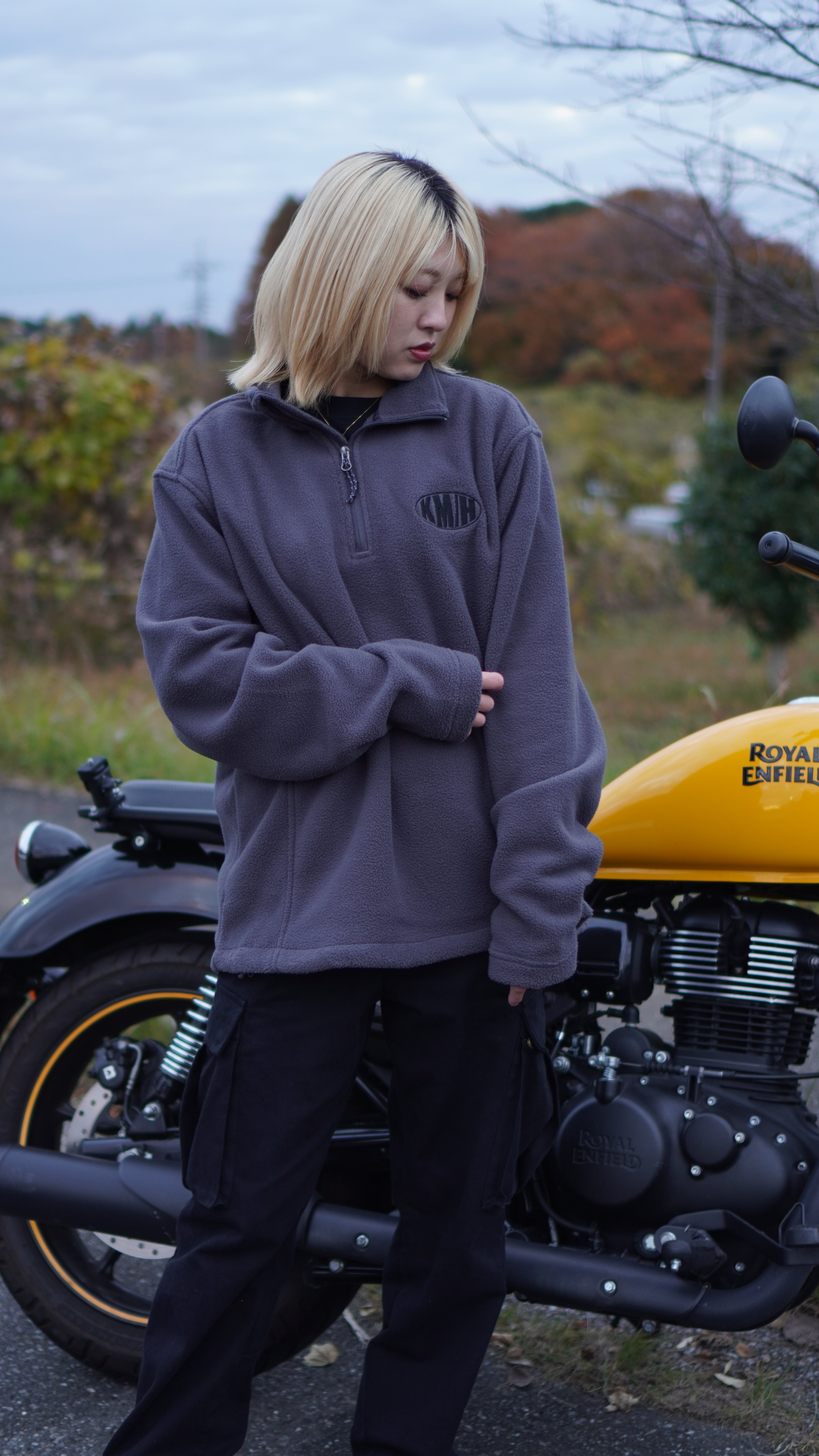 予約販売】km/h ハーフジップフリース【グレー】 | km/h【バイカーズ