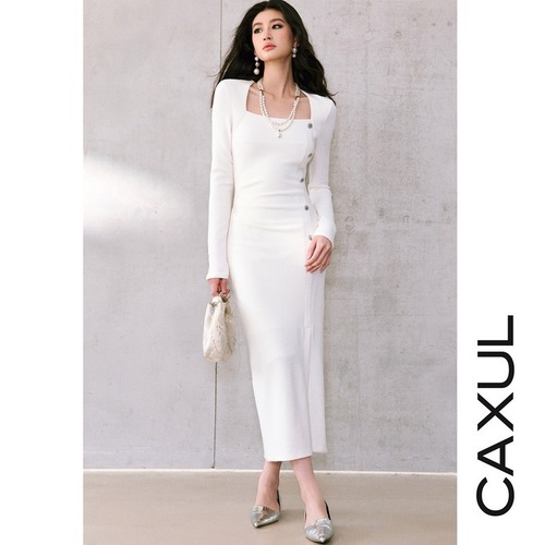 Side Button Knit Dress/2color