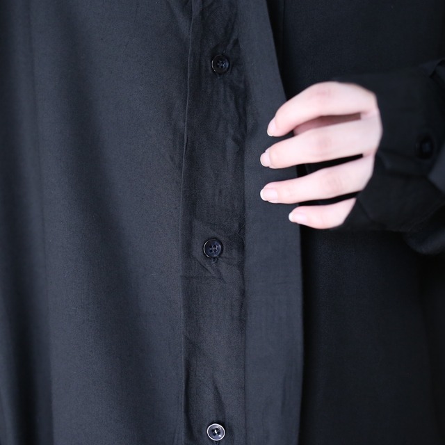 "GOOUCH"  geometry embroidery over silhouette black mode shirt