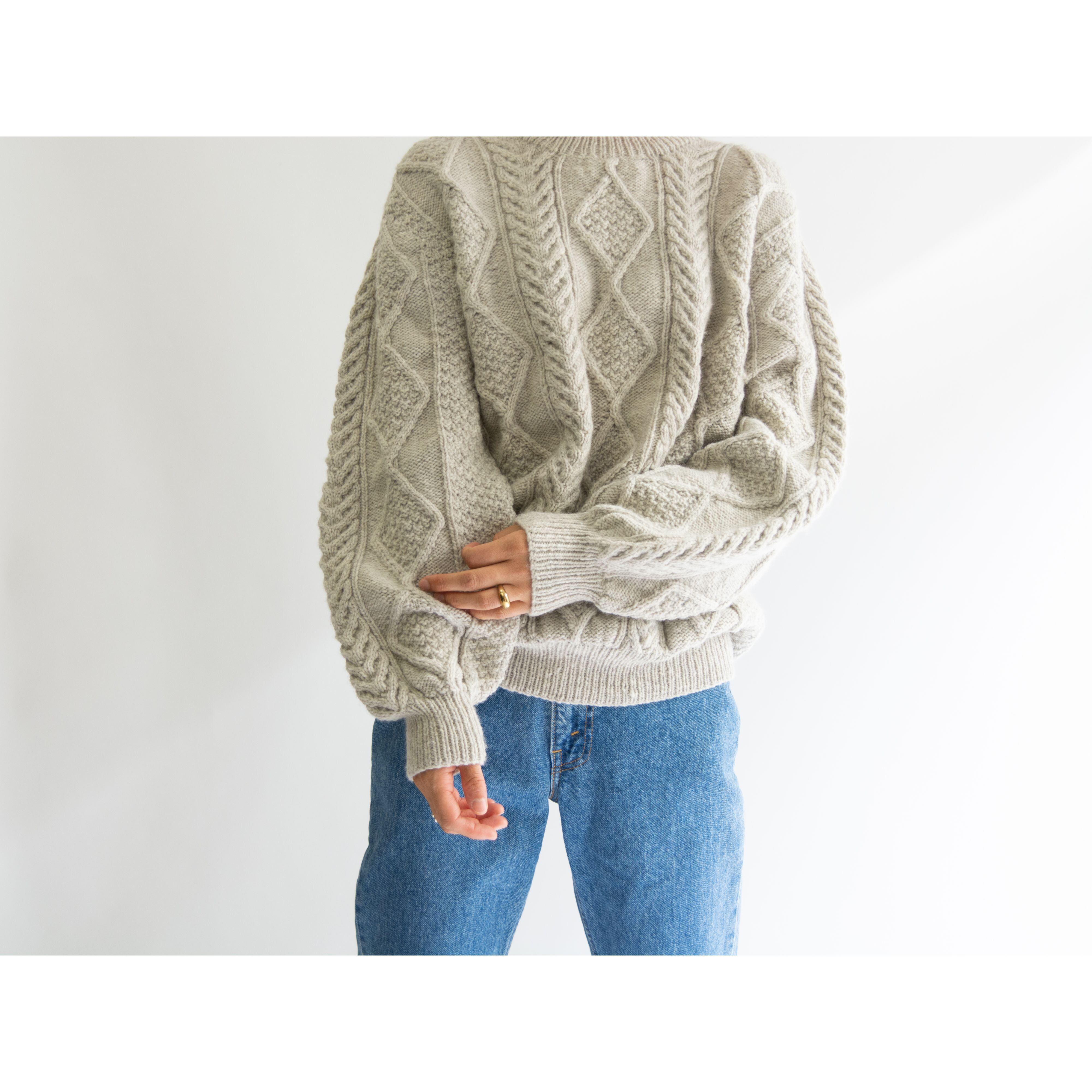 【KOTUKU Dead Stock】Hand Knitted in New Zealand Pullover Sweater（デッドストック ニュージーランド製ハンドニットクルーネックセーター）