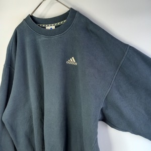90s　アディダス　クルーネック　プルオーバー　スウェット　トレーナー　刺繍ロゴ