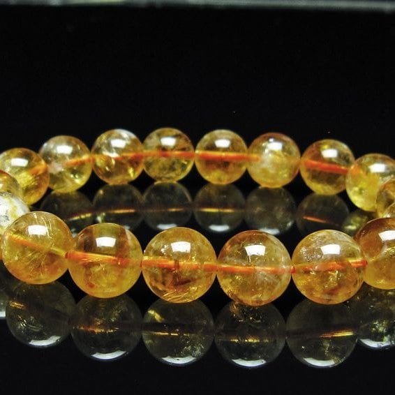 シトリン ブレスレット 虹入り 11mm シトリンクォーツ ブレス メール便可 一点物 111-50431