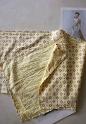 40~50s フランス 120x40c カナリアイエローの薔薇園と室内装飾用ファブリックa romanex garanti boussac ヴィンテージ